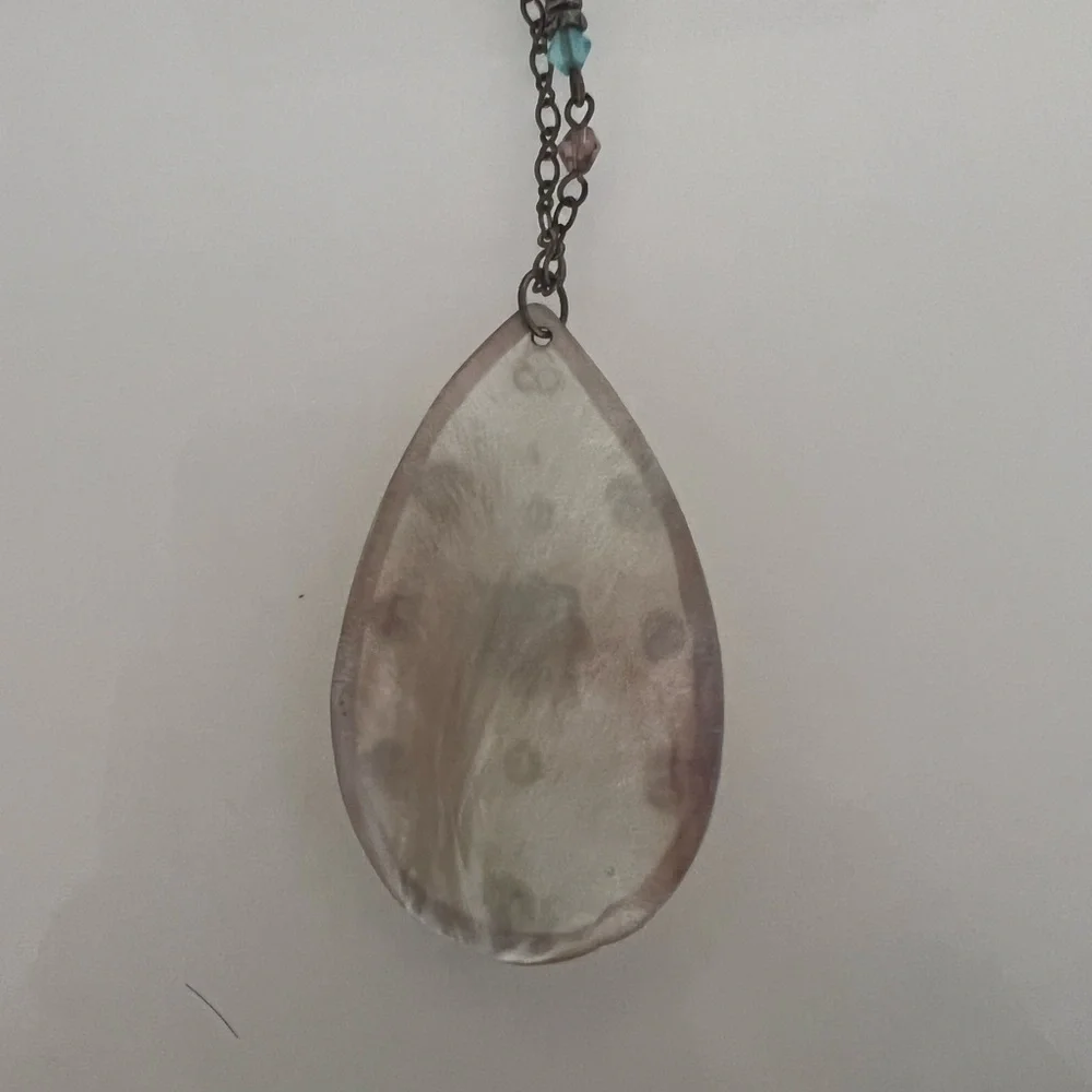 Gold,blue and pink Pendant Necklace